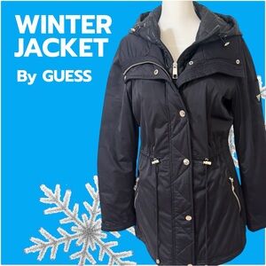 GUESS Black Nylon Women's Puffer Jacket Sz S